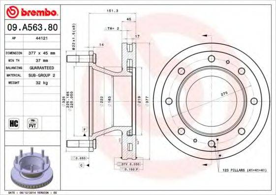 BREMBO 09A56380 гальмівний диск