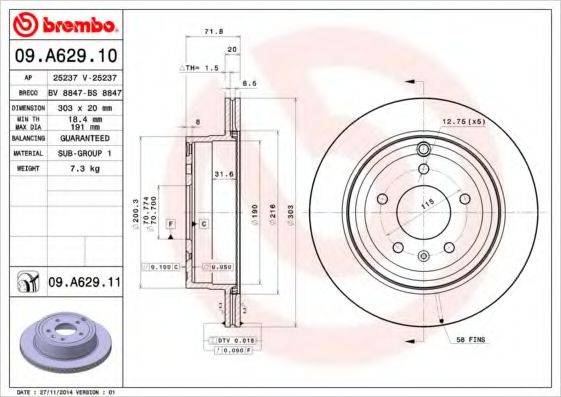 BREMBO 09A62910 гальмівний диск