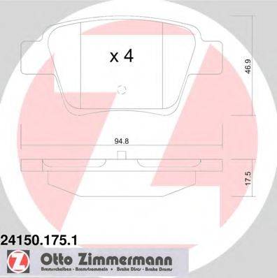 ZIMMERMANN 241501751 Комплект гальмівних колодок, дискове гальмо