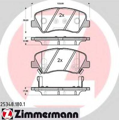 ZIMMERMANN 253481801 Комплект гальмівних колодок, дискове гальмо