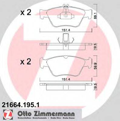 ZIMMERMANN 216641951 Комплект гальмівних колодок, дискове гальмо