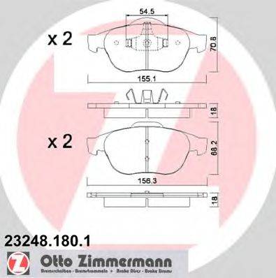 ZIMMERMANN 232481801 Комплект гальмівних колодок, дискове гальмо