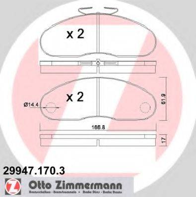 ZIMMERMANN 299471703 Комплект гальмівних колодок, дискове гальмо