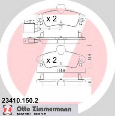 ZIMMERMANN 234101502 Комплект гальмівних колодок, дискове гальмо