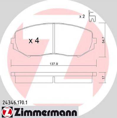 ZIMMERMANN 243461701 Комплект гальмівних колодок, дискове гальмо