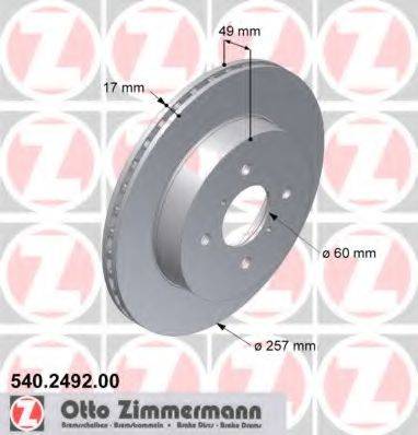 ZIMMERMANN 540249200 гальмівний диск