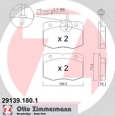 ZIMMERMANN 291391801 Комплект гальмівних колодок, дискове гальмо