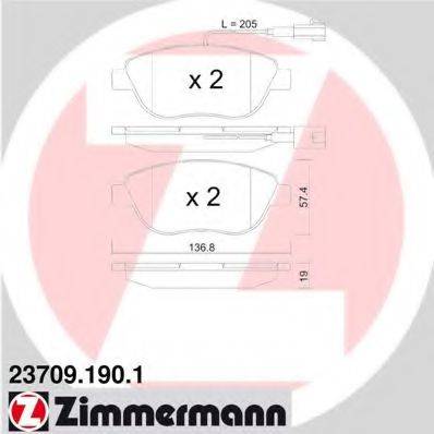 ZIMMERMANN 237091901 Комплект гальмівних колодок, дискове гальмо