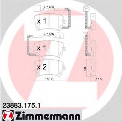 ZIMMERMANN 238831751 Комплект гальмівних колодок, дискове гальмо