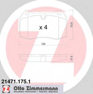 ZIMMERMANN 214711751 Комплект гальмівних колодок, дискове гальмо