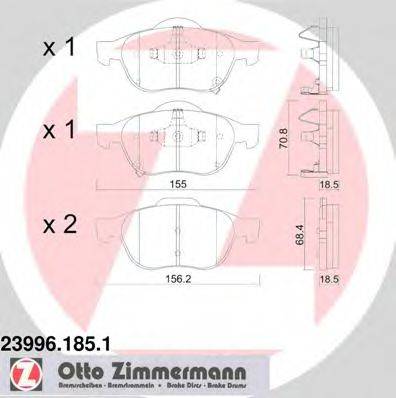 ZIMMERMANN 239961851 Комплект гальмівних колодок, дискове гальмо