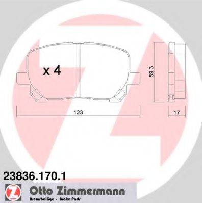 ZIMMERMANN 238361701 Комплект гальмівних колодок, дискове гальмо