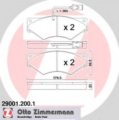 ZIMMERMANN 290012001 Комплект гальмівних колодок, дискове гальмо