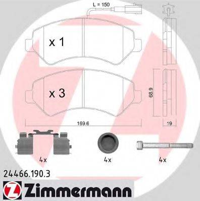 ZIMMERMANN 244661903 Комплект гальмівних колодок, дискове гальмо