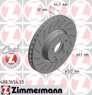 ZIMMERMANN 400365420 гальмівний диск