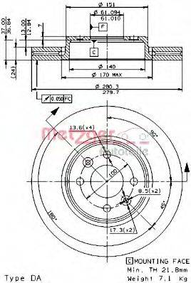 METZGER 22126V гальмівний диск