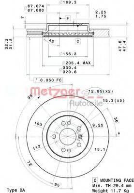 METZGER 25064V гальмівний диск