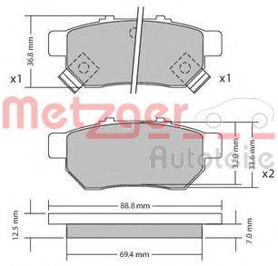 METZGER 1170272 Комплект гальмівних колодок, дискове гальмо