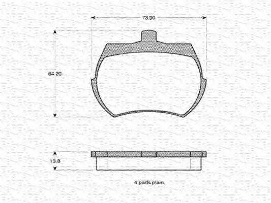 MAGNETI MARELLI 363702160008 Комплект гальмівних колодок, дискове гальмо