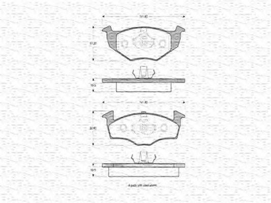 MAGNETI MARELLI 363702160355 Комплект гальмівних колодок, дискове гальмо