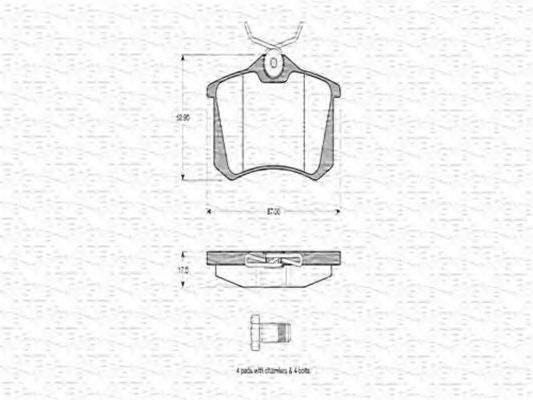 MAGNETI MARELLI 363702160433 Комплект гальмівних колодок, дискове гальмо