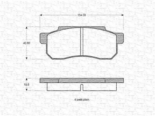 MAGNETI MARELLI 363702160808 Комплект гальмівних колодок, дискове гальмо