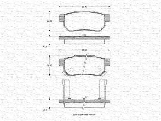 MAGNETI MARELLI 363702160913 Комплект гальмівних колодок, дискове гальмо