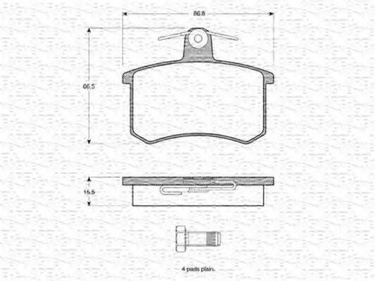 MAGNETI MARELLI 363702160936 Комплект гальмівних колодок, дискове гальмо