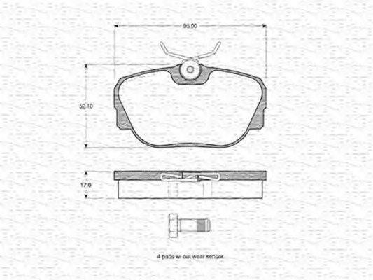 MAGNETI MARELLI 363702160942 Комплект гальмівних колодок, дискове гальмо