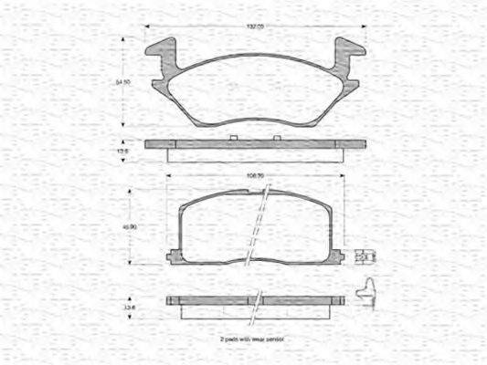 MAGNETI MARELLI 363702160960 Комплект гальмівних колодок, дискове гальмо