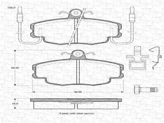 MAGNETI MARELLI 363702161018 Комплект гальмівних колодок, дискове гальмо