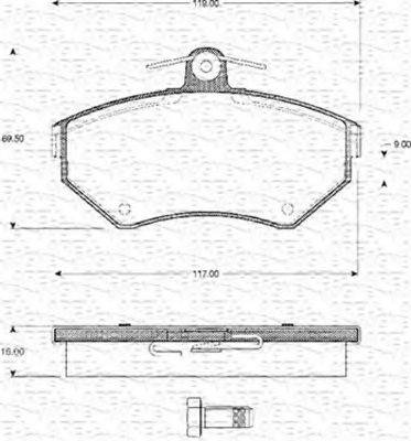 MAGNETI MARELLI 363702161038 Комплект гальмівних колодок, дискове гальмо