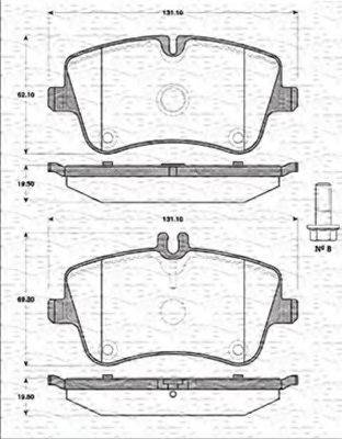 MAGNETI MARELLI 363702161216 Комплект гальмівних колодок, дискове гальмо