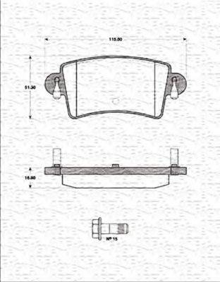 MAGNETI MARELLI 363702161271 Комплект гальмівних колодок, дискове гальмо